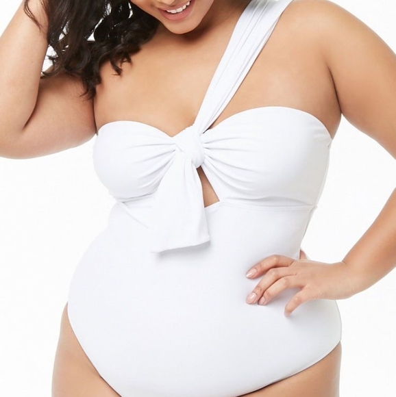 Forever 21 Other - NWOT White one shoulder, plus size swimsuit F21